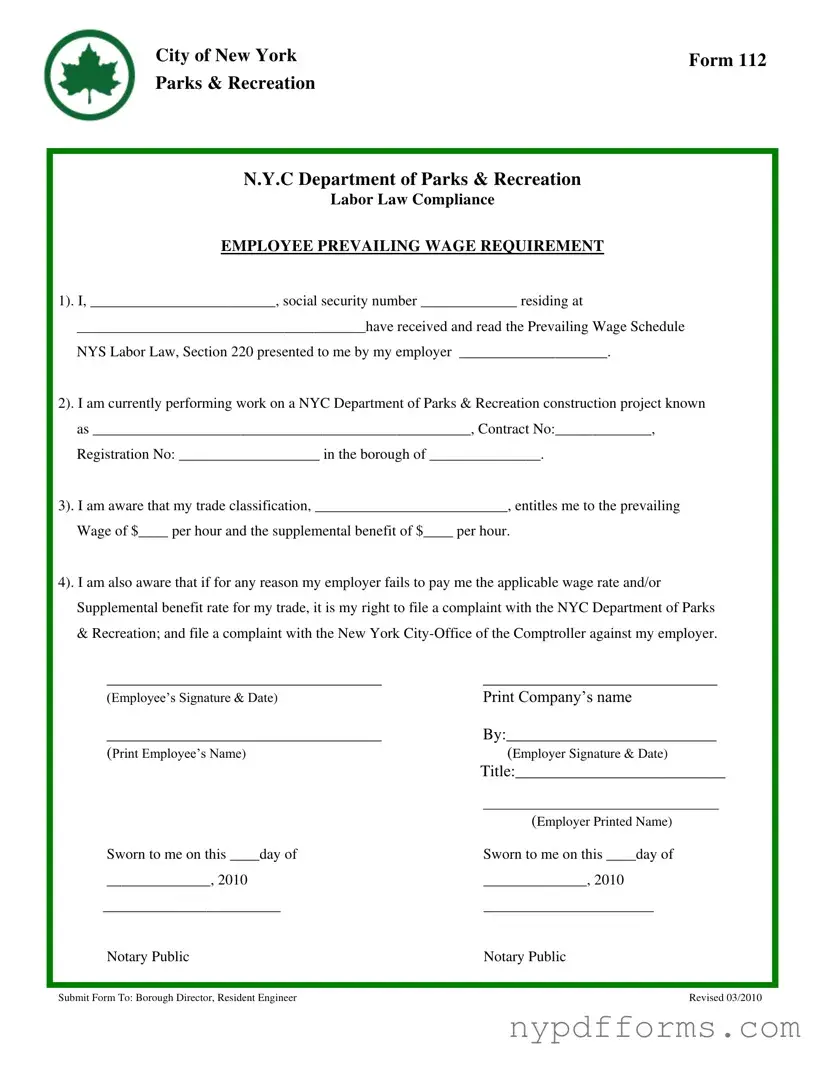 Download New York 112 Template in PDF