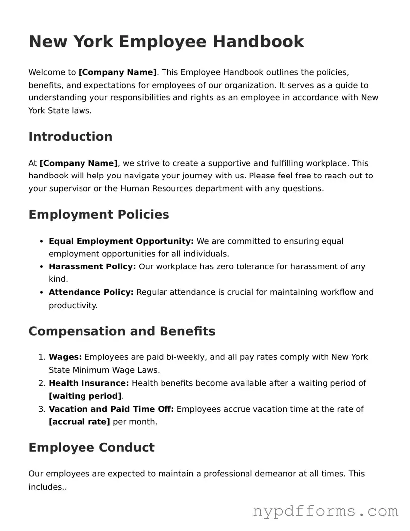 Legal Employee Handbook Document for New York State