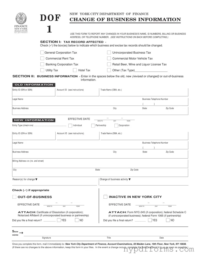 Download New York Dof 1 Template in PDF
