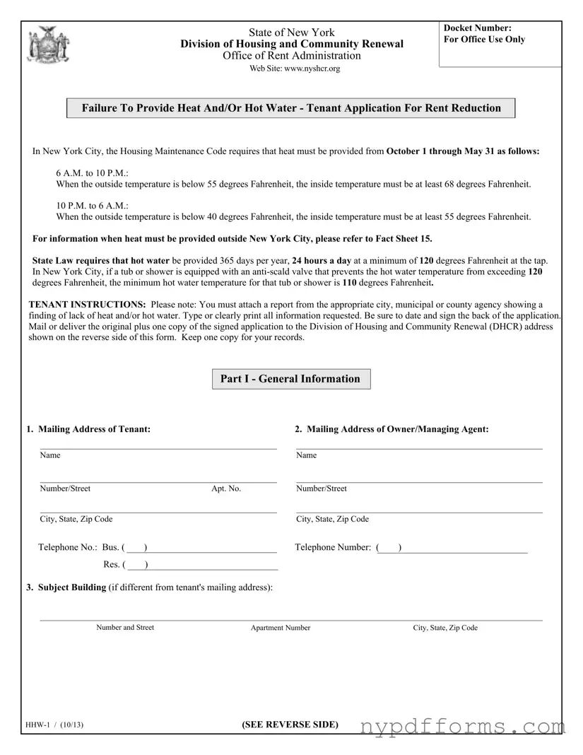 Download New York Hhw 1 Template in PDF