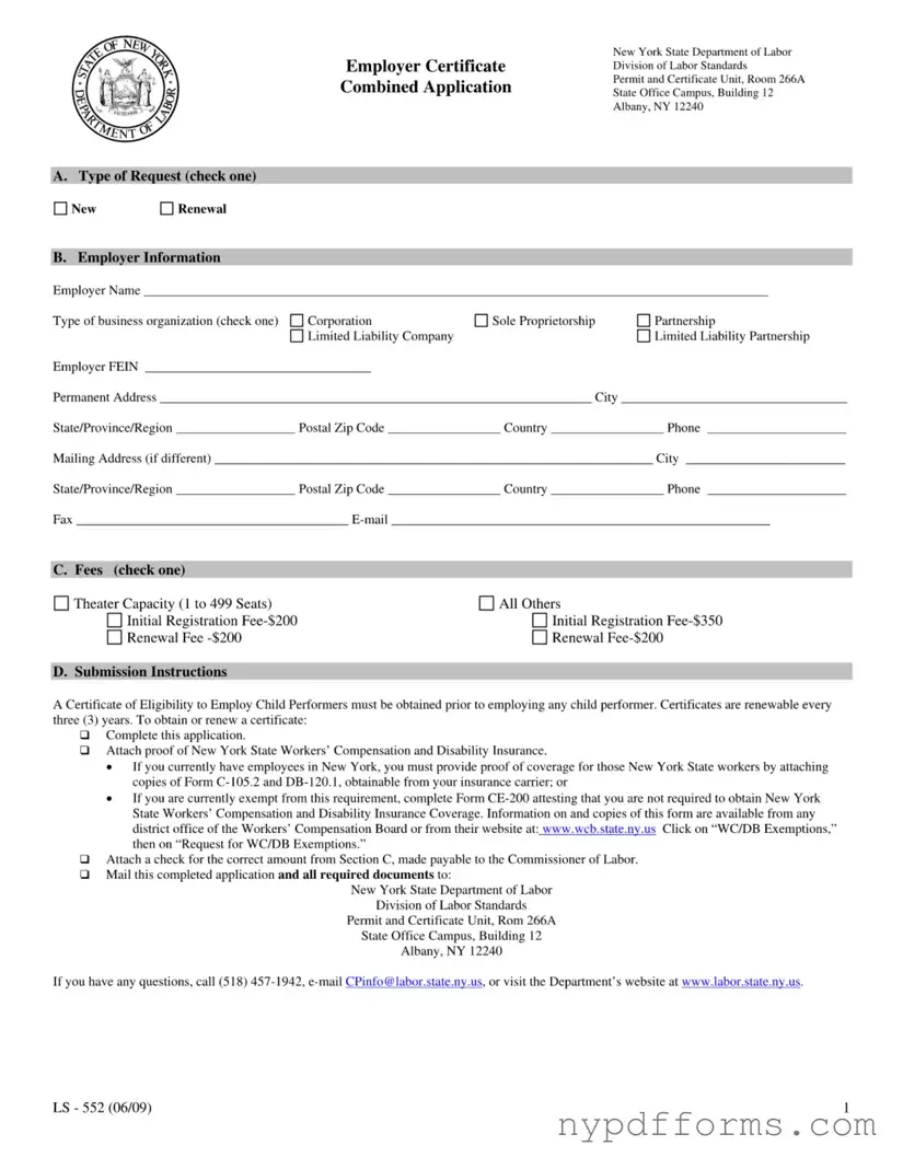Download New York Ls 552 Template in PDF