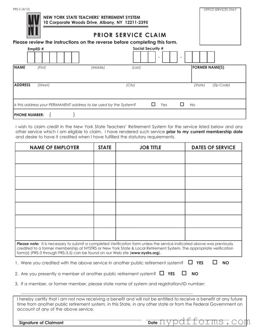 Download New York Prs 2 Template in PDF