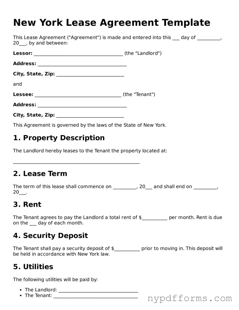 Legal Lease Agreement Document for New York State