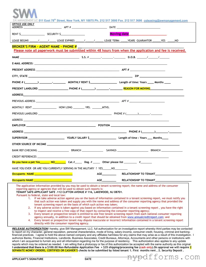 Download New York Sw Management Template in PDF