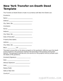 Legal Transfer-on-Death Deed Document for New York State