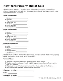 Legal Firearm Bill of Sale Document for New York State