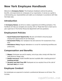 Legal Employee Handbook Document for New York State
