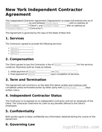 Legal Independent Contractor Agreement Document for New York State