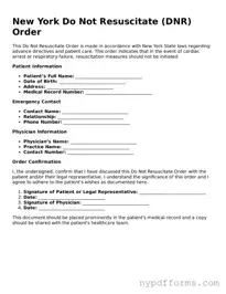 Legal Do Not Resuscitate Order Document for New York State