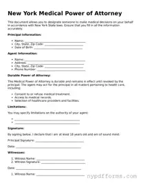 Legal Medical Power of Attorney Document for New York State