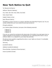 Legal Notice to Quit Document for New York State