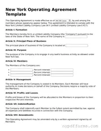 Legal Operating Agreement Document for New York State
