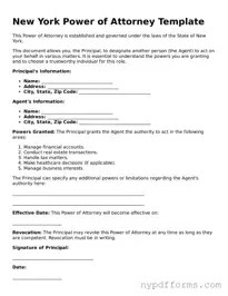 Legal Power of Attorney Document for New York State