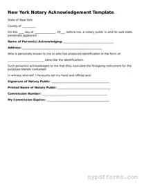 Legal Notary Acknowledgement Document for New York State