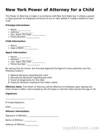 Legal Power of Attorney for a Child Document for New York State